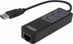 nätverksadapter, 1xGigabitRJ45, 1xUSB3 A ha, 3x USB3 ho, svart (Y-3045) nätverksadapter, 1xGigabitRJ45, 1xUSB3 A ha, 3x USB3 ho, svart (Y-3045)