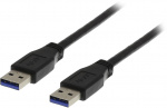 DELTACO USB 3.0 kabel, Typ A hane - Typ A hane, 1m, svart (USB3-210S)