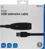 DELTACO PRIME aktiv USB 3.0-förlängningskabel, Typ A ha - ho, 5m, blå