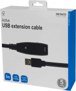 DELTACO PRIME aktiv USB 3.0-förlängningskabel, Typ A ha - ho, 5m, blå