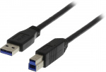 DELTACO USB 3.0 kabel, Typ A hane - Typ B hane, 3m, svart (USB3-130S)