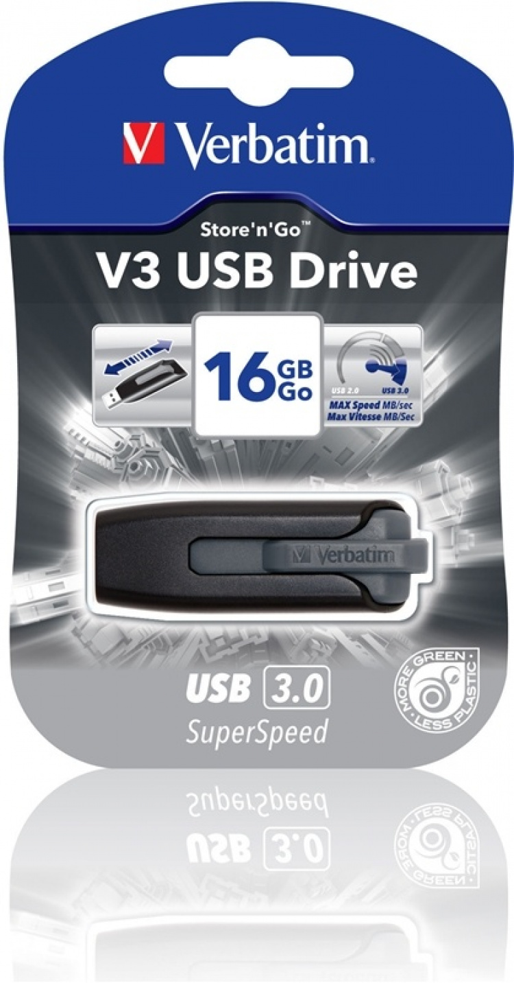 Verbatim USB 3.0 minne, Store\'N\'Go V3, 16GB, grå (49172)