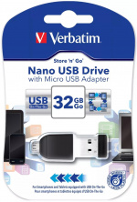Verbatim Store\'n\'Go Nano USB Drive 32GB + OTG Adapter (49822)