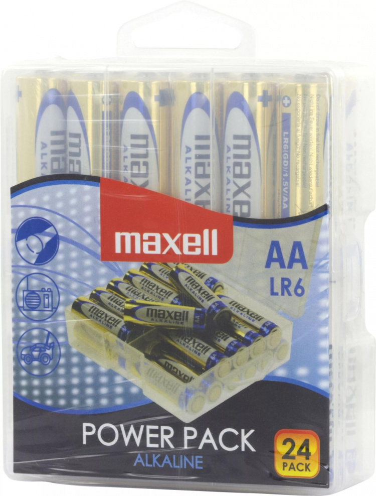 Maxell batterier, AA (LR6), Alkaline, 1,5 V, 24-pack