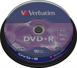 Verbatim DVD+R, 16x, 4,7 GB/120 min, 10-pack spindel, AZO (43498)