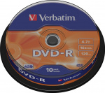 Verbatim DVD-R, 16x, 4,7 GB/120 min, 10-pack spindel, AZO (43523)