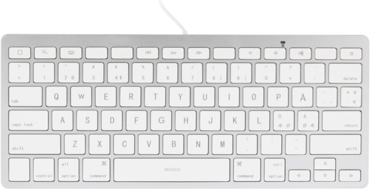 DELTACO lightning-tangentbord för iOS, MFi, 1m, nordisk, vit/silver (TB-126) DELTACO lightning-tangentbord för iOS, MFi, 1m, nordisk, vit/silver (TB-126)