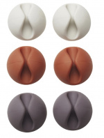 Kabelhållare/Kabelclips, 6-pack (Vit/Brun/Svart)