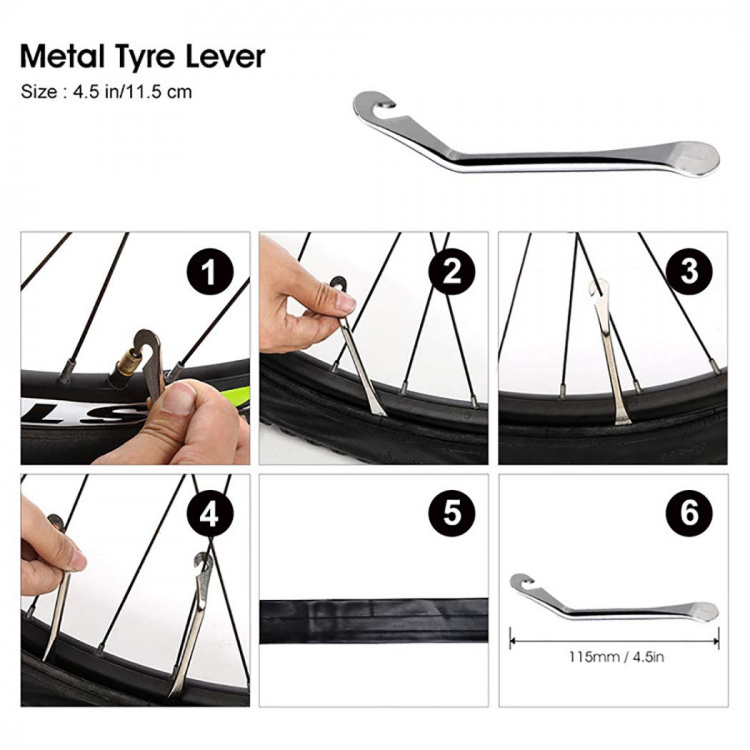 Cykelväska med reparationssats, 7st tillbehör, Svart