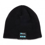 Stickad mössa med inbyggda Bluetooth hörlurar, Svart