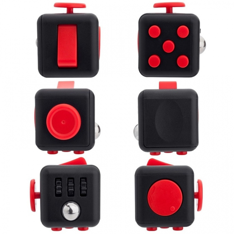 Fidget Cube, Svart/Röd Fidget Cube, Svart/Röd