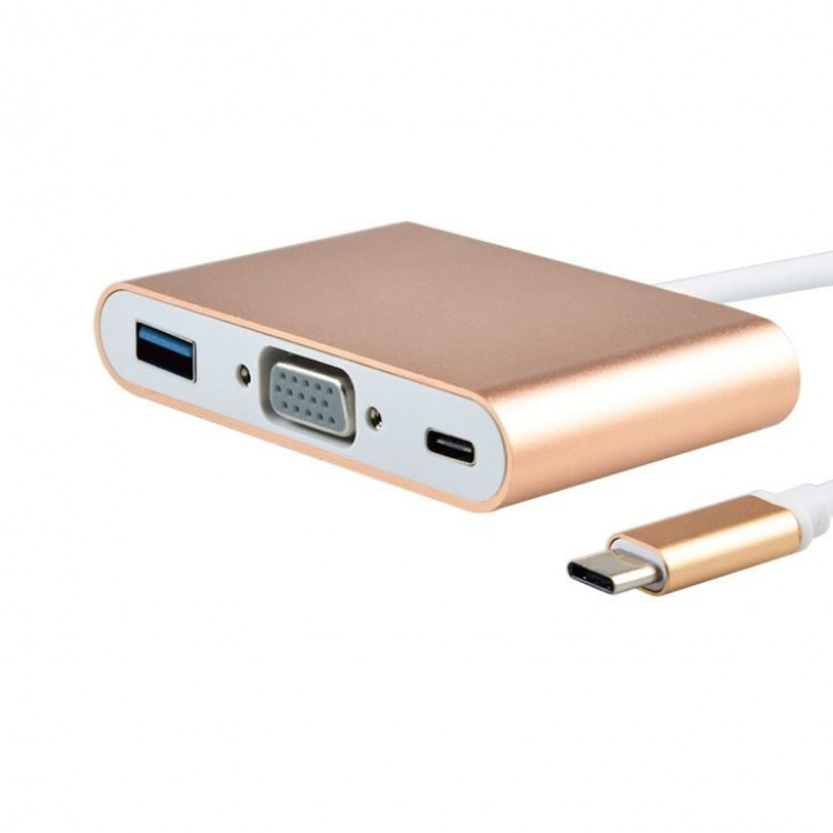 USB-C - VGA, Multiport Adapter, Guld