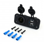 Extra uttag till bil, båt, husbil, 12V och 2xUSB 1A, 2,1A