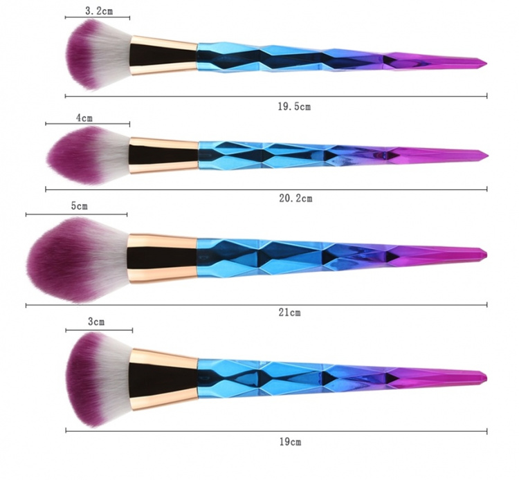 Professionella skonsamma sminkborstar 7-Pack, Diamant