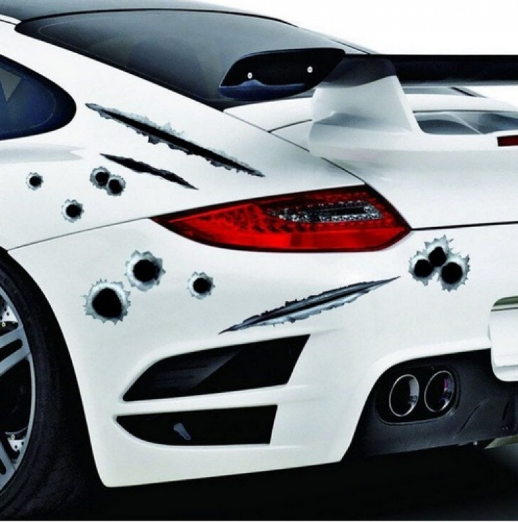 Tuffa stickers till Bil/MC - Skotthål och klösmärken