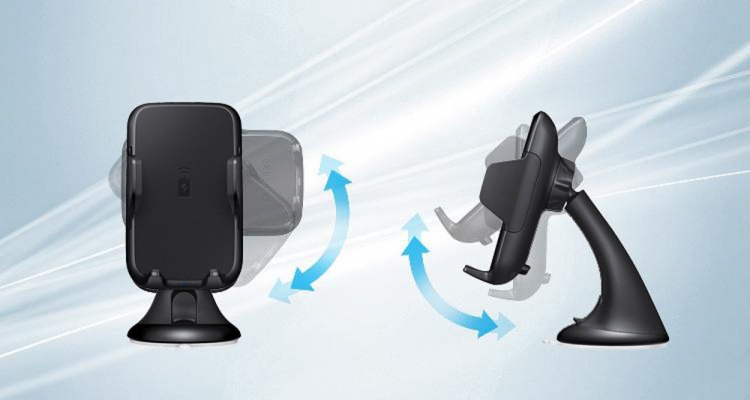 Bilhållare med inbyggd trådlös snabbladdare, Svart (WA-05)