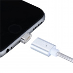 Magnetisk Lightning-kabel, 1 meter, textilklädd, Silver