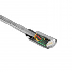 Magnetisk Lightning-kabel, 1 meter, textilklädd, Silver