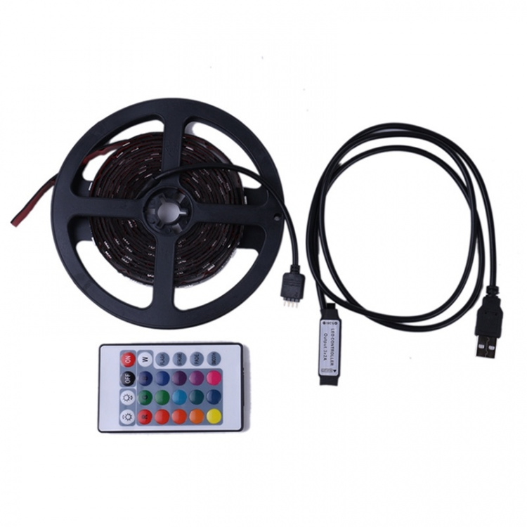 LED-strip, 1 Meter, RGB med fjärrkontroll, USB