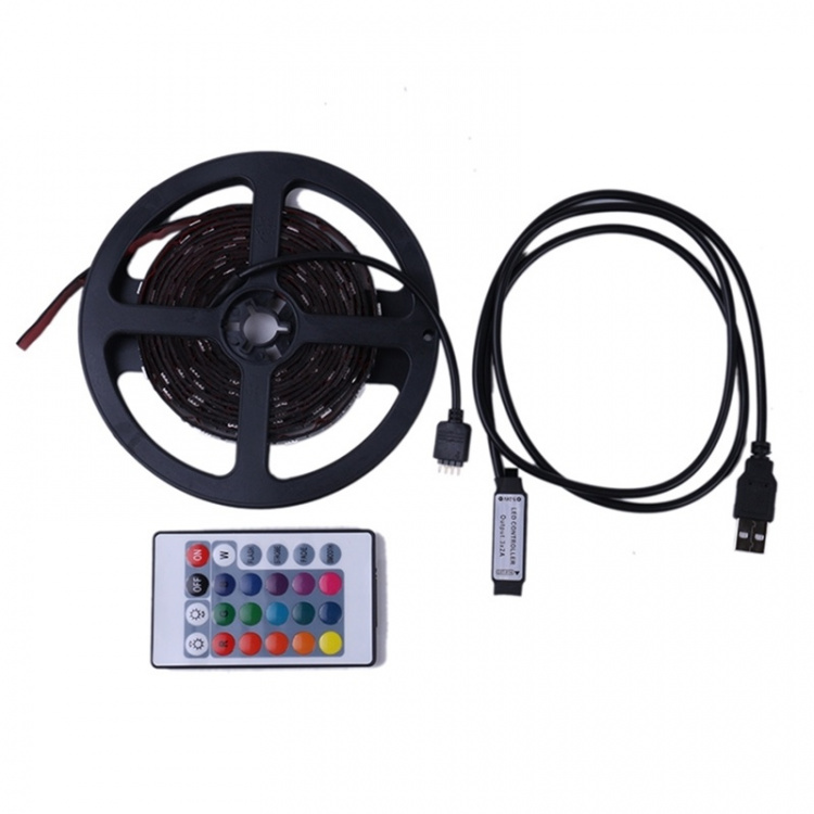 LED-strip, RGB med fjärrkontroll & USB - 3 Meter