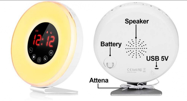 Väckarklocka med soluppgång - ökar successivt ljusstyrkan Väckarklocka med soluppgång - ökar successivt ljusstyrkan