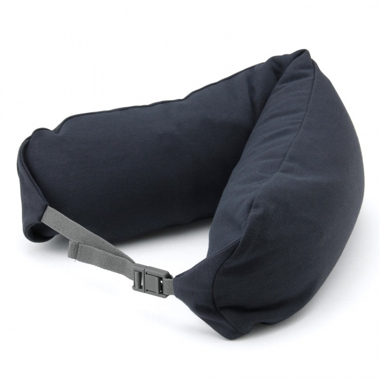 Rund Nackkudde med luva - Mörk Blå