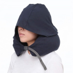 Rund Nackkudde med luva - Mörk Blå