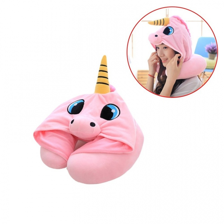 Nackkudde med Enhörningsluva - Rosa