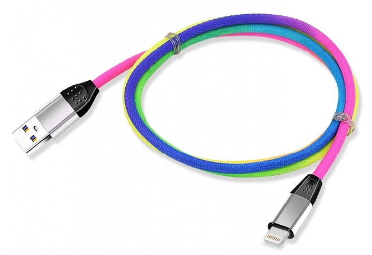 Lightning Textilkabel 1 m, Regnbågens färger