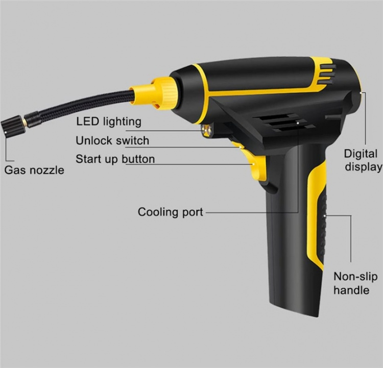 Uppladdningsbar Luftkompressor till bildäck