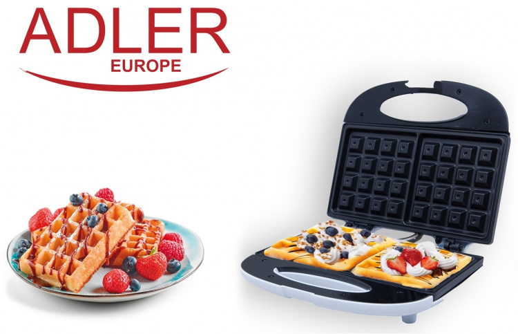 Adler Belgiska Våffeljärn, Dubbelt, 700W
