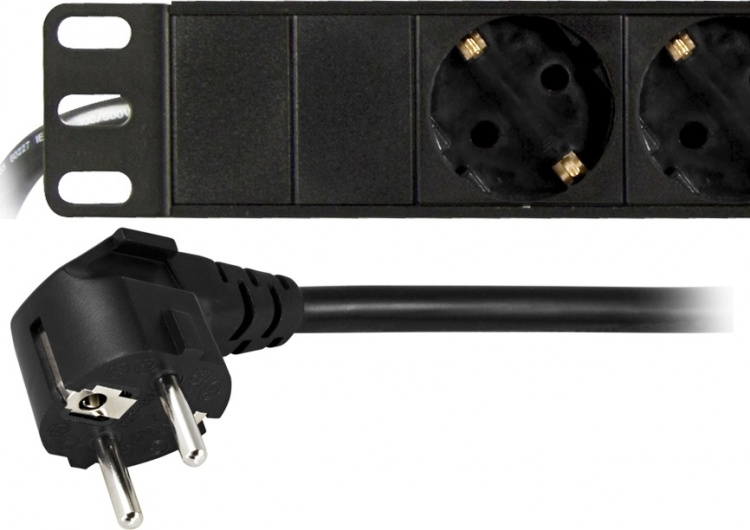 DELTACO Grenuttag, 8xCEE 7/4, 1xCEE 7/7, 2m kabel, svart (GT-8529)