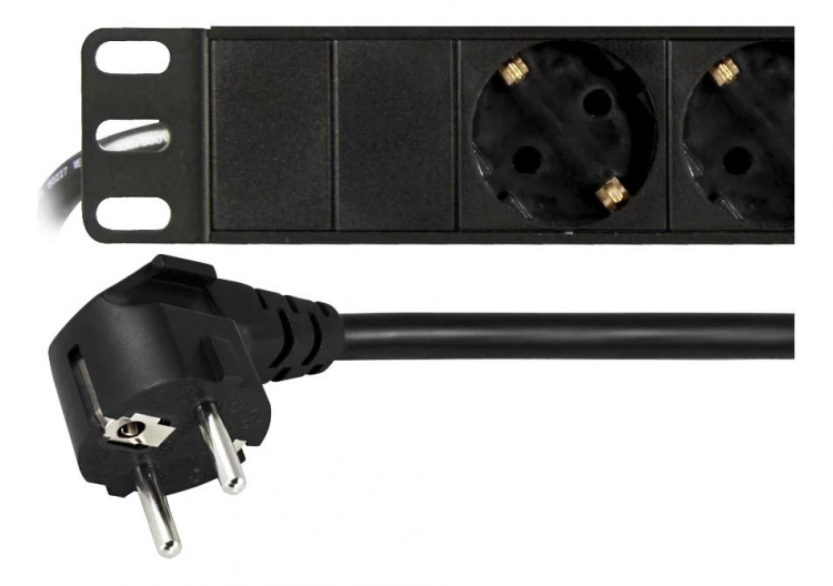 DELTACO Grenuttag, 8xCEE 7/4, 1xCEE 7/7, 2m kabel, svart (GT-8529)