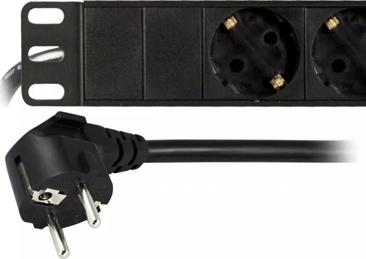 DELTACO Grenuttag, 8xCEE 7/4, 1xCEE 7/7, 2m kabel, svart (GT-8529)