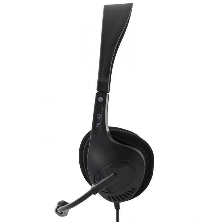 DELTACO headset, sluten, 32 Ohm, 2,3m kabel, svart (HL-43)