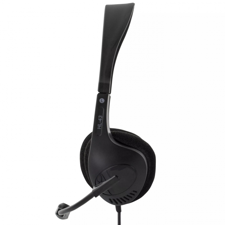 DELTACO headset, sluten, 32 Ohm, 2,3m kabel, svart (HL-43)