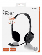 DELTACO headset, sluten, 32 Ohm, 2,3m kabel, svart (HL-43)