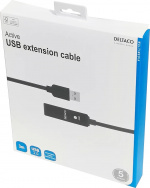DELTACO PRIME USB förlängningskabel, aktiv, USB 2.0, 3m, svart (USB2-EX3M)