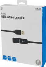 DELTACO PRIME USB förlängningskabel, aktiv, USB 2.0, 7m, svart (USB2-EX7M)