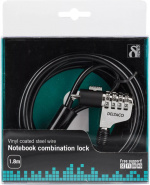DELTACO wirelås för Laptop 1,8m cylinderlås, kombinationlås, 6mm wire (SH-5B)