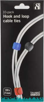 Deltaco kabelsorteringskit, kardborrband i olika färger 10-pack (CM03)