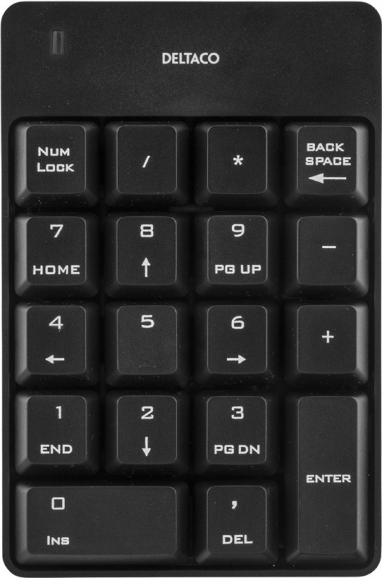 Deltaco trådlöst numeriskt tangentbord, USB, 10m räckvidd, svart (TB-144) Deltaco trådlöst numeriskt tangentbord, USB, 10m räckvidd, svart (TB-144)