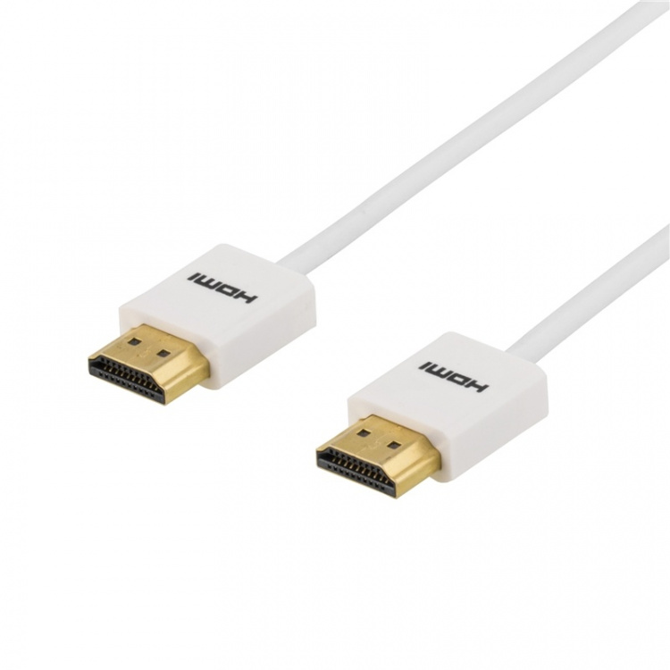 Deltaco tunn HDMI-kabel, 3m, vit blister (HDMI-1093A-K)