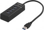 Deltaco USB 3.0 hubb, 4-portar, ABS-plast, svart (UH-475)