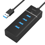 Deltaco USB 3.0 hubb, 4-portar, ABS-plast, svart (UH-475)