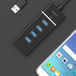 Deltaco USB 3.0 hubb, 4-portar, ABS-plast, svart (UH-475)