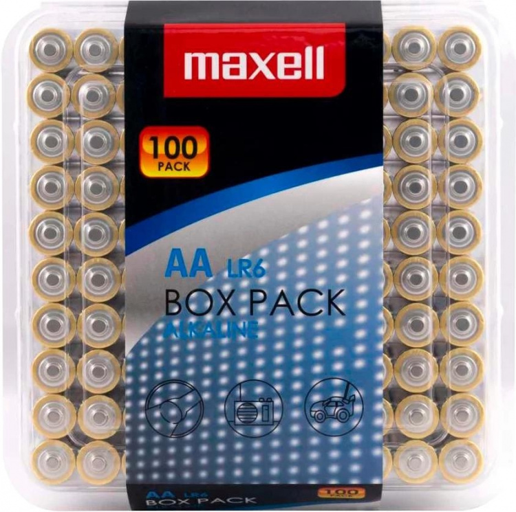 Maxell Box Pack, LR06 / AA batterier, alkaliska, 1,5V, 100-pack (790409)