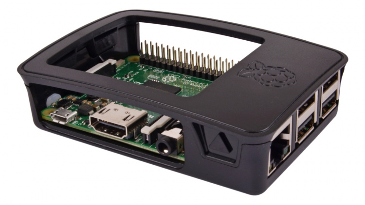 Tvådelat chassi till Raspberry Pi 3 Model B (svart)