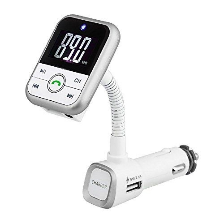 FM-sändare med Bluetooth-handsfree och billaddare (Silver)