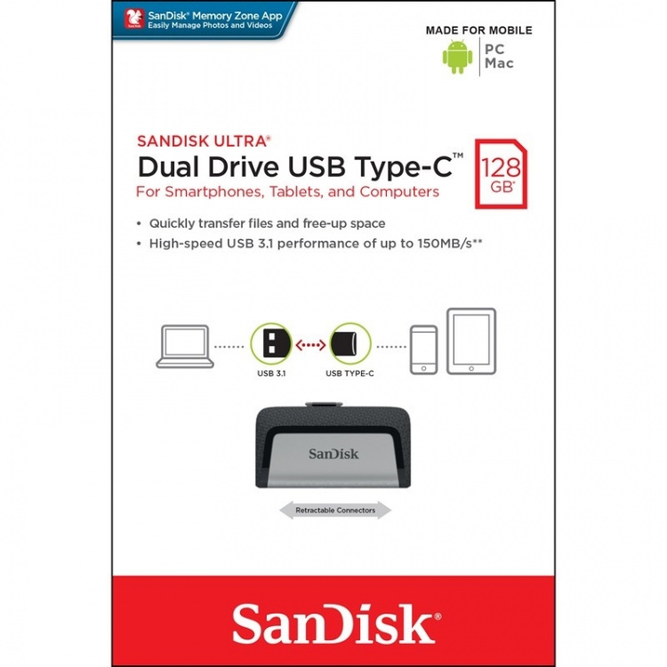 Sandisk USB 3.1 Ultra Dual Drive Type-C (128GB) Sandisk USB 3.1 Ultra Dual Drive Type-C (128GB)